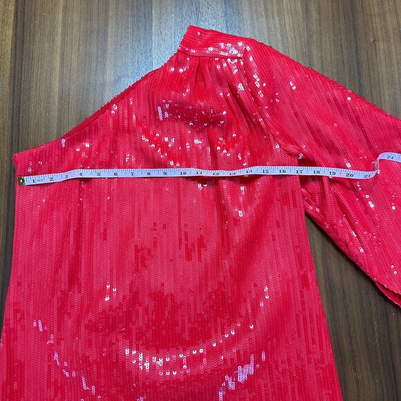 Zadig & Voltaire Roely Red Sequin One-Shoulder Dress, Holiday, Glam, Large NWT - Picture 4 of 11